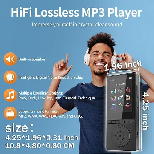 64GB MP3 Player with Bluetooth 5.3, Music Player with HiFi Sound for Sports Runners, 2.4" Screen MP3 Player Built in HD Speaker Voice Recorder FM Radio E-Book, Expanded Up to 128GB, Earphone Included thumbnail 3