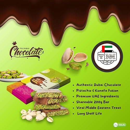 Velafee Dubai Chocolate Bar Pistachio Kunafa Fit 200g Dubai Kunefe Chocolate with Lots of Kadayi Pistachio Small Gifts for Snack Treats Kids Family & Friend thumbnail 2