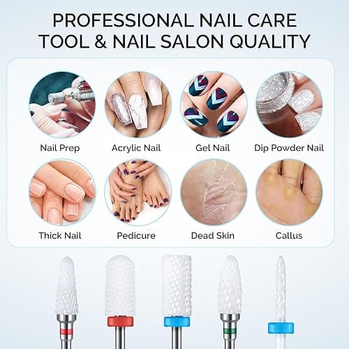 MelodySusie Ceramic Nail Drill Bits Set, 3/32'' (2.35mm) Professional Acrylic Nail File Drill Bit for Manicure Pedicure Cuticle Gel Nail Polishing 5Pcs thumbnail 7