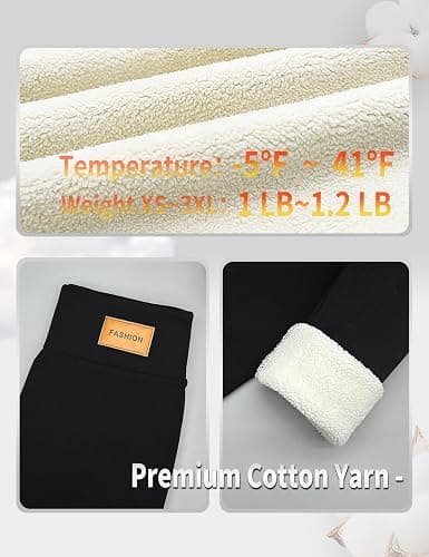 PUXODA Women Sherpa Lined Leggings Soft Clouds Fleece Tights Winter Warm Thermal Thick Cashmere Pants High Waist thumbnail 5