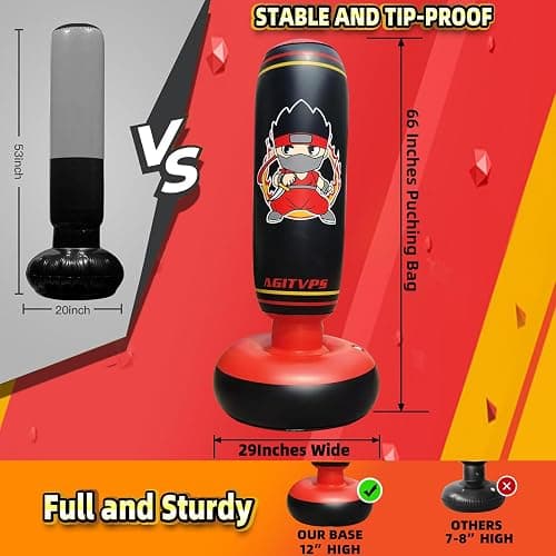 Inflatable Punching Bag Set, 66" Punching Bag for Boys & Girls Aged 8-12 with Kids Boxing Gloves, Super Air Pump | Suitable for Children's Daily Exercise, Happy Family Time thumbnail 3