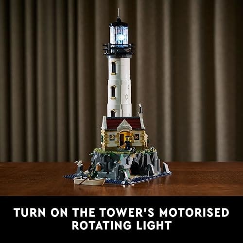 LEGO Ideas Motorized Lighthouse 21335 Adult Model Building Kit, Complete with Rotating Lights, Quaint Cottage and a Mysterious Cave, Creative Gift Idea thumbnail 4