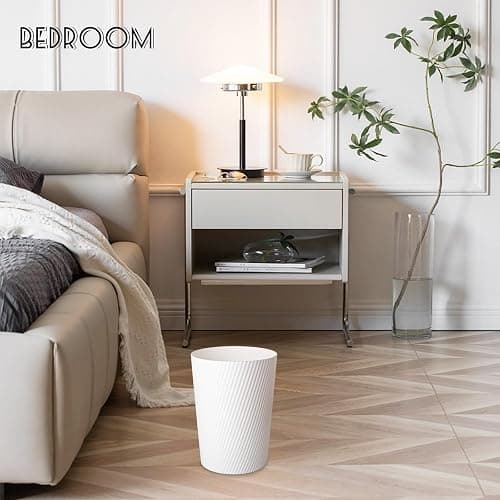 UUJOLY Small Trash Can Wastebasket Garbage Can Container Bins for Bathrooms, Laundry Room, Kitchens, Offices, Kids Rooms, Dorms (White) thumbnail 2