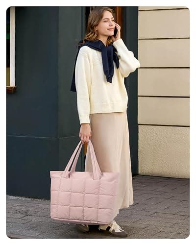 BAGSMART Expandable Tote Bag for Women, Puffer Work Tote Handbag, Quilted Carry On Bag for Travel Gym thumbnail 7