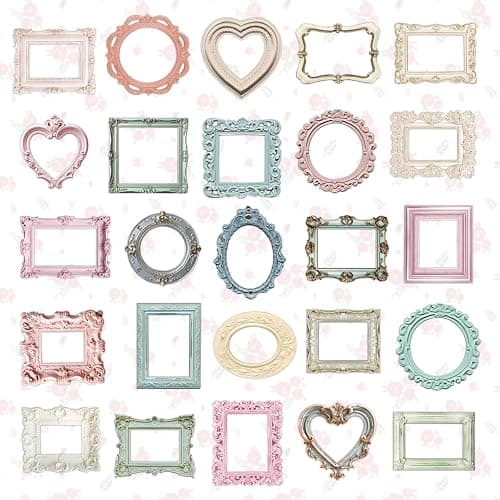100 Pcs Vintage Frame Decorative Stickers - Scrapbooking Supplies for Planners, Wedding Albums, Junk Journals & Crafts (Color-1) | Ideal for albums, junk journals, planners, DIY crafts, card making, creative collage, and gift embellishments thumbnail 6