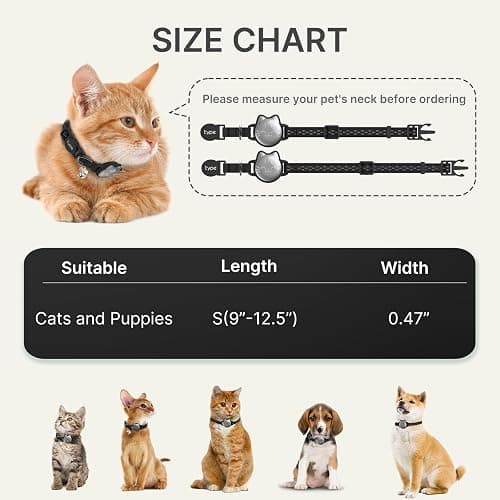 Waterproof Airtag Cat Collar, Breakaway Cat Airtag Collar with Luminous & Reflective Fish Pattern, Lightweight Kitten Collars for Apple Air tag, Hidden GPS Tracker Holder for Cats, Kittens(9-13") thumbnail 6