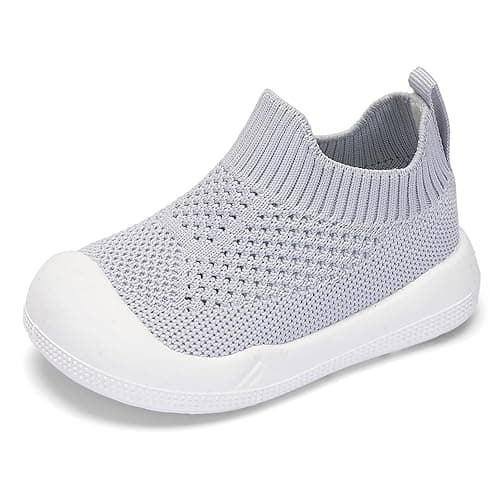 Engtoy Baby Shoes Baby Sock Shoes Baby Walking Shoes Infant Non-Slip Breathable Slippers with Soft Rubber Sole Baby Boys Girls Slip On Sneakers - 9-12 Months Infant - Grey Breathable