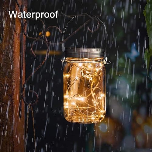 Urvoix Solar Mason Jar Lights - 8 Pack 30 LED Solar Fairy Lights Outdoor, Waterproof Mason Jar Lids Lights Solar Powered String Lights with Hangers(NO Jars) for Garden Patio Lantern Decor thumbnail 6