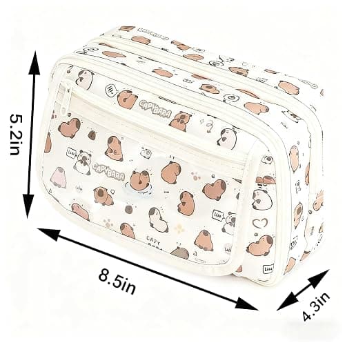 JUTOROSY Cute Pencil Case, Pencil Pouch with Zipper (White Kapibala) thumbnail 3