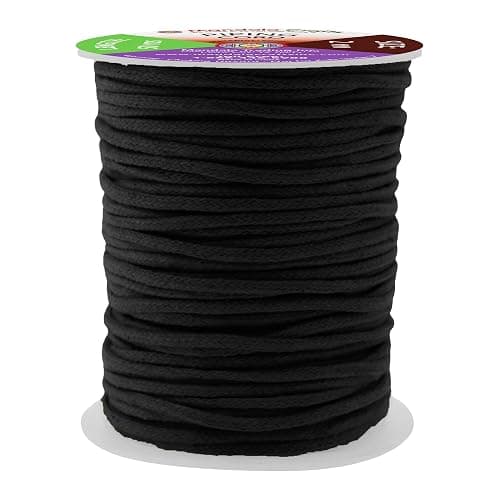 Mandala Crafts Black Soft Replacement Drawstring Cords for Sweatpants Bags - Piping Cord for Sewing Upholstery - 50 Yds 2mm Cotton Cording Macrame Rope Corset Strings - Image 1