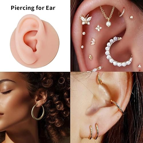 Piercing Kit Silicone Model Body Part Displays Set, 8pcs Soft Body Piercing Practice Model Kit with Display Holder,Soft Fake Tongue Mouth Nose Eye Navel Ear 5D Model Training Tool Kit for Piericng thumbnail 4