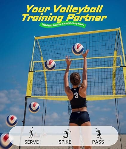 Volleyball Training Net System,7 Adjustable Heights Practice Equipment Net Station,Improve Volleyball Serve&Spike Skills with Ball Return, Portable &Easy Setup for Backyard Individual &Team Practice thumbnail 2