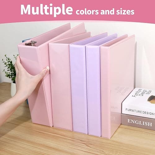 SUNEE 3 Ring Binder 1.5 Inch D Ring, Clear View Binder Three Ring PVC-Free (Fit 8.5x11 Inches) for School or Office Supplies, Pink, 1 Pack - Pink - 1.5 Inch thumbnail 5