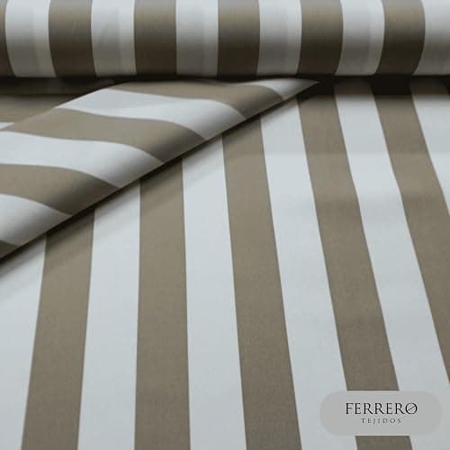 Ferrero Tejidos - Tela de TOLDO CON TEFLÓN LISTADO 5CM. Ancho 3.20 metros. Largo a escoger de 1 a 1 m en una sola pieza. Para exterior impermeable protección UV tapizar resistente (501 Beige) thumbnail 7