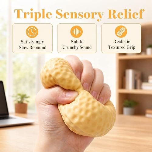 2Pcs Crunchy Peanut Squishy Toys,Slow Rising Fidget Toys for Stress Relief | Soft Stretchy Crunchy Squishies,Squeezy Squishy Toys,Sensory Squeeze Toy for Anxiety Relief,Party Favors Gift for Adults Kids thumbnail 2