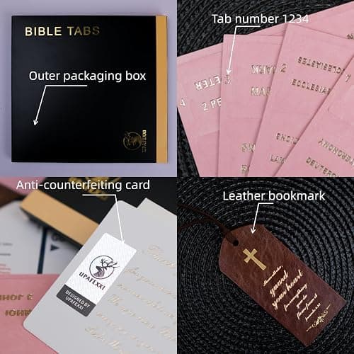 UPAFEXXI-Leather Bible Tabs, Bible Tabs for Women and Men(Gold Foil Lettering) Large Print Stickers, Easy to Read and Apply, 80 Chapters Labels for Easy Navigation(Pink) thumbnail 5