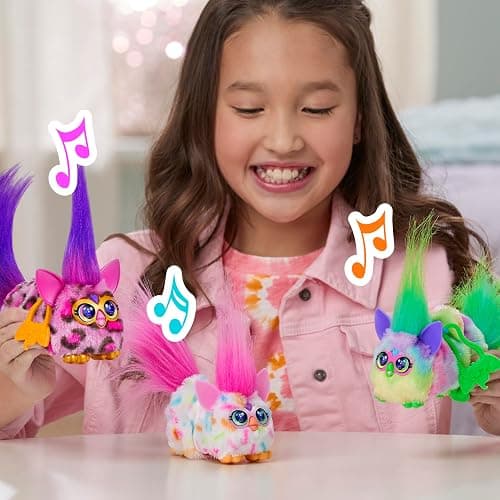 FURBY DJ Furblets Berry-Cup-Cake Mini Electronic Plush Toy with Funny Stretchable Sound Effects & Music, Speaks Furbish, White & Pink thumbnail 4