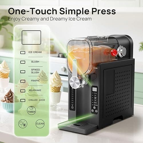 CHIVALZ Slush Machine, Frozen Drink Machine, No Ice Needed, 12H Pre-Scheduling, LED Display, Self-Cleaning, Makes Slushies, Milkshakes, Frappés & Cocktail, AD03, Black, 6 Preset Programs +1 Pack thumbnail 5
