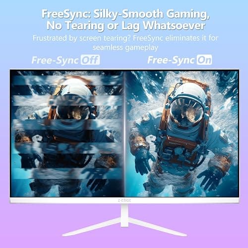 Z-Edge 24 inch 240Hz 165Hz Gaming Monitor, FHD 1080p, MPRT 1ms, IPS Monitor Gaming, 350nits, 16.7M Colors, 99% sRGB, UG24PJ Frameless Bezel, DP x1, HDMI x1(White) thumbnail 5