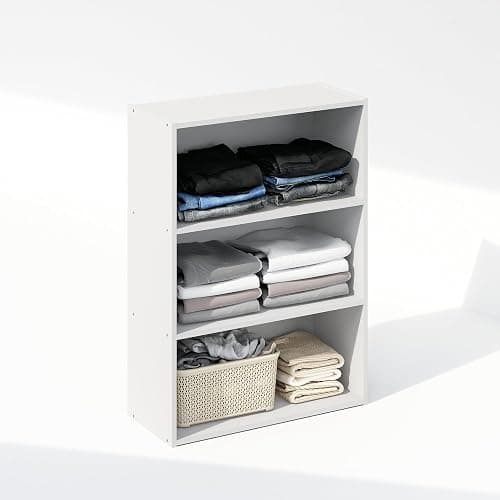 Furinno Reed Closet Organizers and Storage, 3-Tier Reversible Closet Shelves, Closet Organization Shelf, 9.7 x 23.7 x 31.5, for Bedroom, Closet, Plain White thumbnail 3