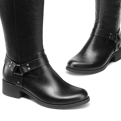 DREAM PAIRS Boots For Women Knee High, Comfortable Pull On Side Zipper Buckle Riding Boots thumbnail 5