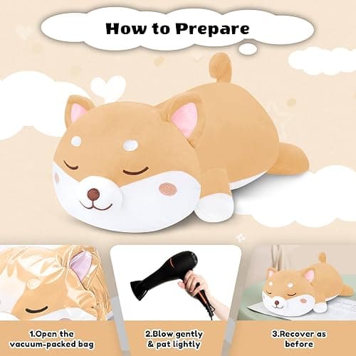 Finebee Weighted Shiba Inu Stuffed Animals, Cute Weighted Dog Plush, Soft Stuffed Weighted Shiba Inu Plushie Gifts for Kids & Adults(9.8" 0.8Lbs) thumbnail 6