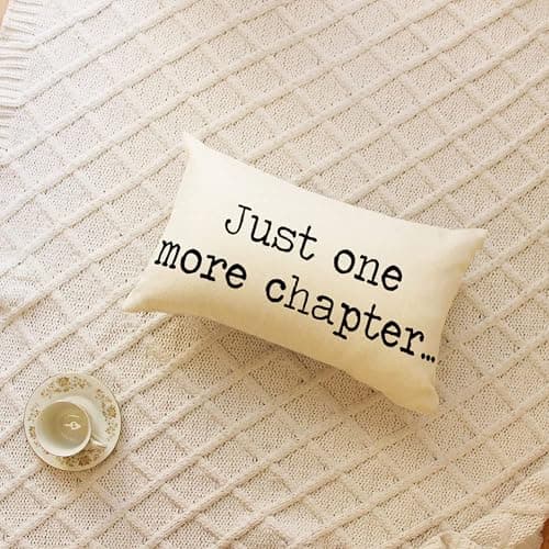 Ogiselestyle Just One More Chapter Lumbar Pillow Cover, 12 x 20 Inch Farmhouse Cushion Case Book Lover Decoration for Sofa Couch thumbnail 4