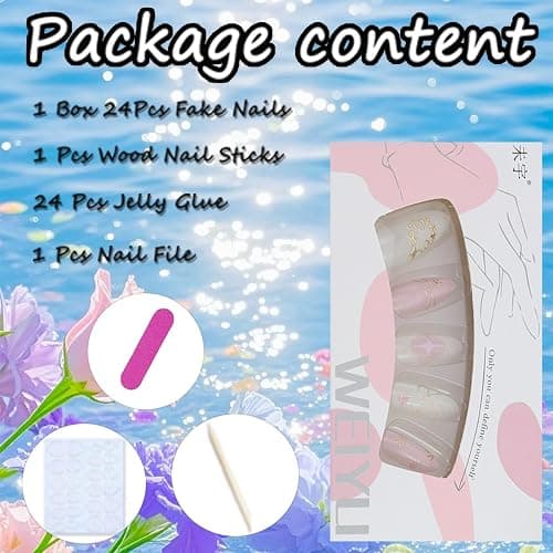30Pcs Cute Press on Nails Short Almond Fake Nails with Heart Bow Rhinestones Designs Glitter Pink Glue on Nails Artificial Full Cover Stick on Nails Cute Cat Handmade Acrylic Nails for Women Girls - Pink Heart Bow Nails-17 thumbnail 6
