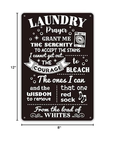 Funny Laundry Room Quote Metal Tin Sign Wall Decor, Laundry Prayer Grant Me the Serenity to Accept Laundry Room Sign for Home Decor Gifts thumbnail 3