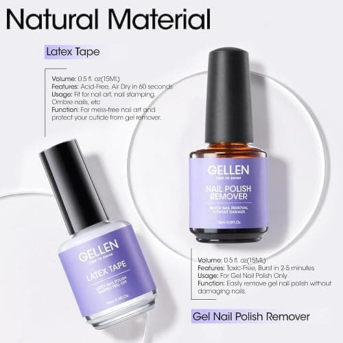 Gellen Gel Polish Remover Kit - Gel Nail Polish Remover with Latex Tape Peel Off Liquid and Manicure Tools, Quick & Easy Gel Polish Remover in 2-5 minutes, No Damage to Nails thumbnail 5