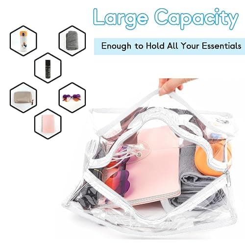 Hoiny Clear Bag for Stadium Events Approved, 12x6x12 Large Transparent Tote Bag with Zipper for Gym Concert Sports Festivals thumbnail 3