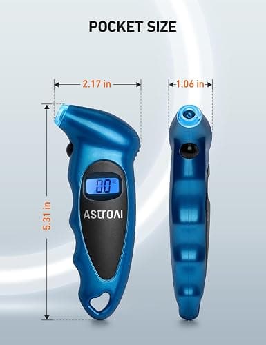 AstroAI Digital Tire Pressure Gauge 0-150PSI Calibrated to ANSI B40.7 +/-1PSI, Accurate in 0.1 Increments, Tire Repair Tools 4 Pressure Measurements for Car Truck with Backlight LCD, Blue thumbnail 7