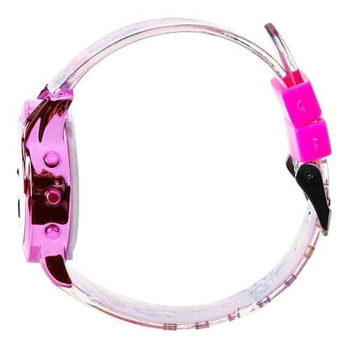 Mattel Barbie Kids Digital LCD Watch with Curved Bezel, Flashing Dial Lights and Printed Pink Strap Featuring Barbie and Unicorn Graphics Ages 4+ Fits Wrists 5.5"-8" thumbnail 9