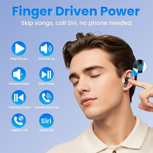 Haqquio Wireless Earbuds, Bluetooth Headphones with Deep Bass Stereo, 48H Playback Ear Buds with LED Power Display, Lightweight, IPX7, in-Ear Earphones with Mic for iPhone/Android/iPad, Black thumbnail 7