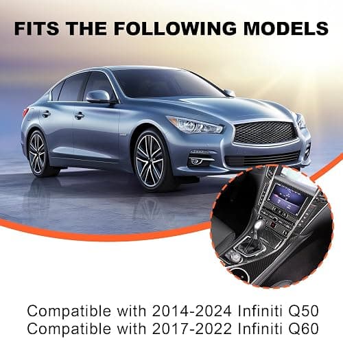 Fancemot 11PCS Real Carbon Fiber Interior Trim Kit Compatible with Infiniti Q50 2014-2024 & Q60 2017–2022, Interior Decor Sticker Accessories thumbnail 2