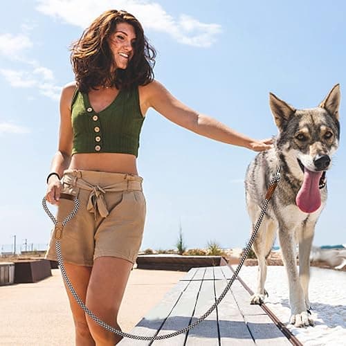 Mile High Life | Premium Leather Dog Leash | Strong Rope Leash | Leather Handle | Zinc Alloy Strong Clasp | Small Medium Large Dogs | 4/5/6 Feet(Brown, 72 Inch (Pack of 1)) thumbnail 2