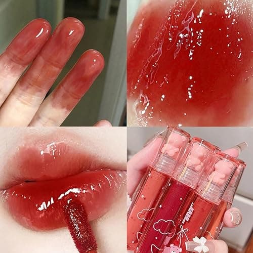 Blopuivo 6 Colors Bear Lip Gloss,Jelly Lip Glaze,Cute Liquid Lipstick Bear Lip Stain Watery Lipgloss Plumping Lip Tint Moisturizing Waterproof Long Lasting for Lip and Cheek thumbnail 6