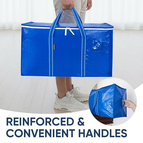 BALEINE 6-Pack Oversized Moving Bags with Reinforced Handles, Heavy-Duty Storage Tote for Clothes, Moving Supplies (Royal Blue, 6-Pack) thumbnail 5