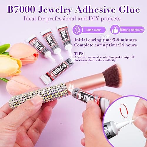 Canvalite 3348PCS Rhinestones Crystal AB Rhinestones for Nail with 5Pcs 3ml B7000 Jewelry Glue and Pick Up Tweezers and Nail Rhinestone Picker, Nail Art Tools,Stocking Stuffers Gifts for Women thumbnail 4