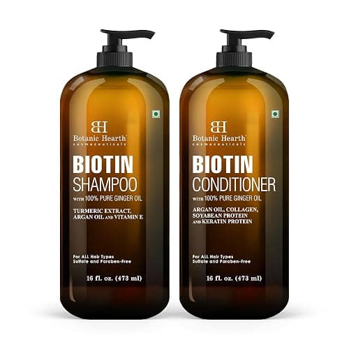 Botanic Hearth Biotin Shampoo and Conditioner Set - with Ginger Oil & Keratin for Hair Loss and Thinning Hair for Men and Women - Sulfate Free, 16 fl oz each - Image 1