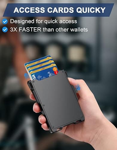 GHUKY Wallet for Men, Minimalist Slim Mens Wallet with Money Clip, RFID Blocking Smart Pop Up Card Wallet with ID Window, Compact Bifold Wallet, Metal Aluminum Credit Card Holder thumbnail 2