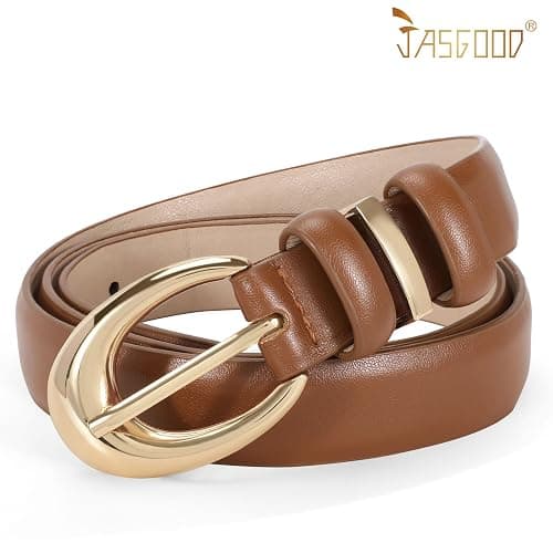 JASGOOD Women Leather Belt for Jeans Pants Fashion Ladies Skinny Faux Leather Dress Belt - Brown - Fit Waist Size 27"-31" thumbnail 7
