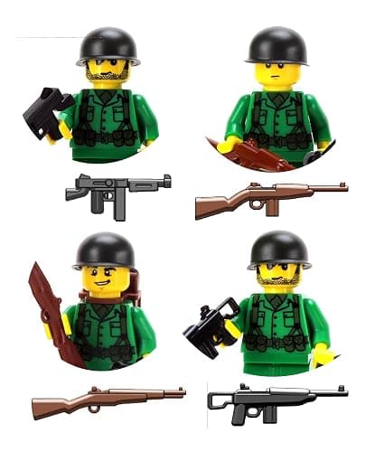 Battle Brick Collectible US Army WW2 Soldiers Complete Squad Custom Collectible Minifigures | Printed in the USA | Genuine Military Minifig | 1.6 Inches Tall | Great Gift for Teen to Adult AFOL thumbnail 4