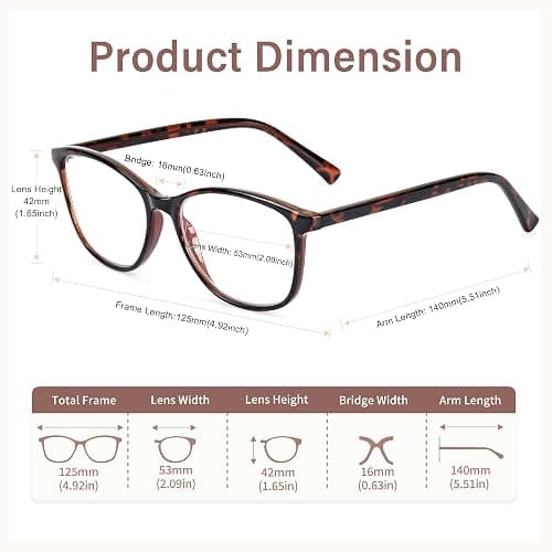 Madison Avenue Blue Light Blocking Glasses Anti Eyestrain UV Glare Blue Light Glasses for Women with Case, TV Phone Computer Gaming Eyeglasses (Demi) thumbnail 5