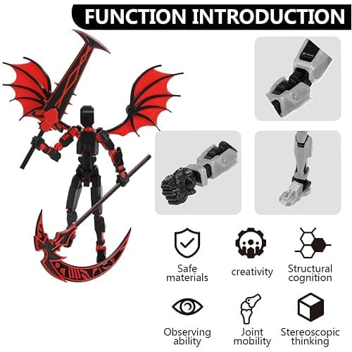 Pekuality T13 Figure & Titan 13 Toys Yellow（3D Printed Action Figures Assembly Completed）（Multi-Jointed Movable）（Angel Designs Includes Various Accessories） Dummy T 13 Figures Desk Decoration 5.5in thumbnail 4