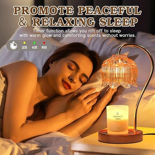 Funistree Flower Candle Warmer Lamp with Timer, Dimmable Candle Lamp Warmer, Christmas Birthday Gift for Women Mom, House Warming for New Home Decor, Lotus Wax Melt Warmer for Jar Candles thumbnail 5