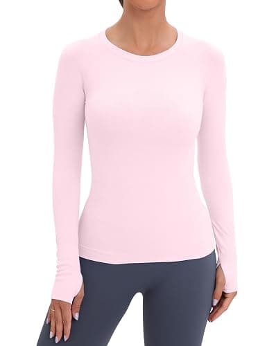MathCat Workout Seamless Shirts for Women Long-Sleeved Yoga Running Breathable Thumb Holes Tops thumbnail 2