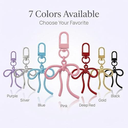 YOJO Bow Keychain, Elegant Bowknot Bag Charm, Key Ring for Backpacks & Car Keys thumbnail 3