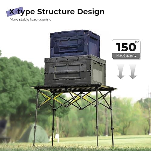 Byliable Camping Table Folding Portable Camp Aluminum Fold Up Lightweight Roll Up Table Adjustable Height with Carry Bag Indoor Outdoor for Camping, Picnic, Backyard, BBQ, Patio, Black thumbnail 6