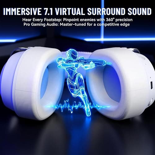 ATTACK SHARK L30PRO Wireless Gaming Headset, 7.1 Surround Sound 50mm Bio-Treiber, 3-Modus 2.4G/BT 5.3/Kabelgebundene Kopfhörer mit Abnehmbarem Mikrofon für PC/PS/Xbox/Switch, 84H Spielzeit-Weiß thumbnail 5